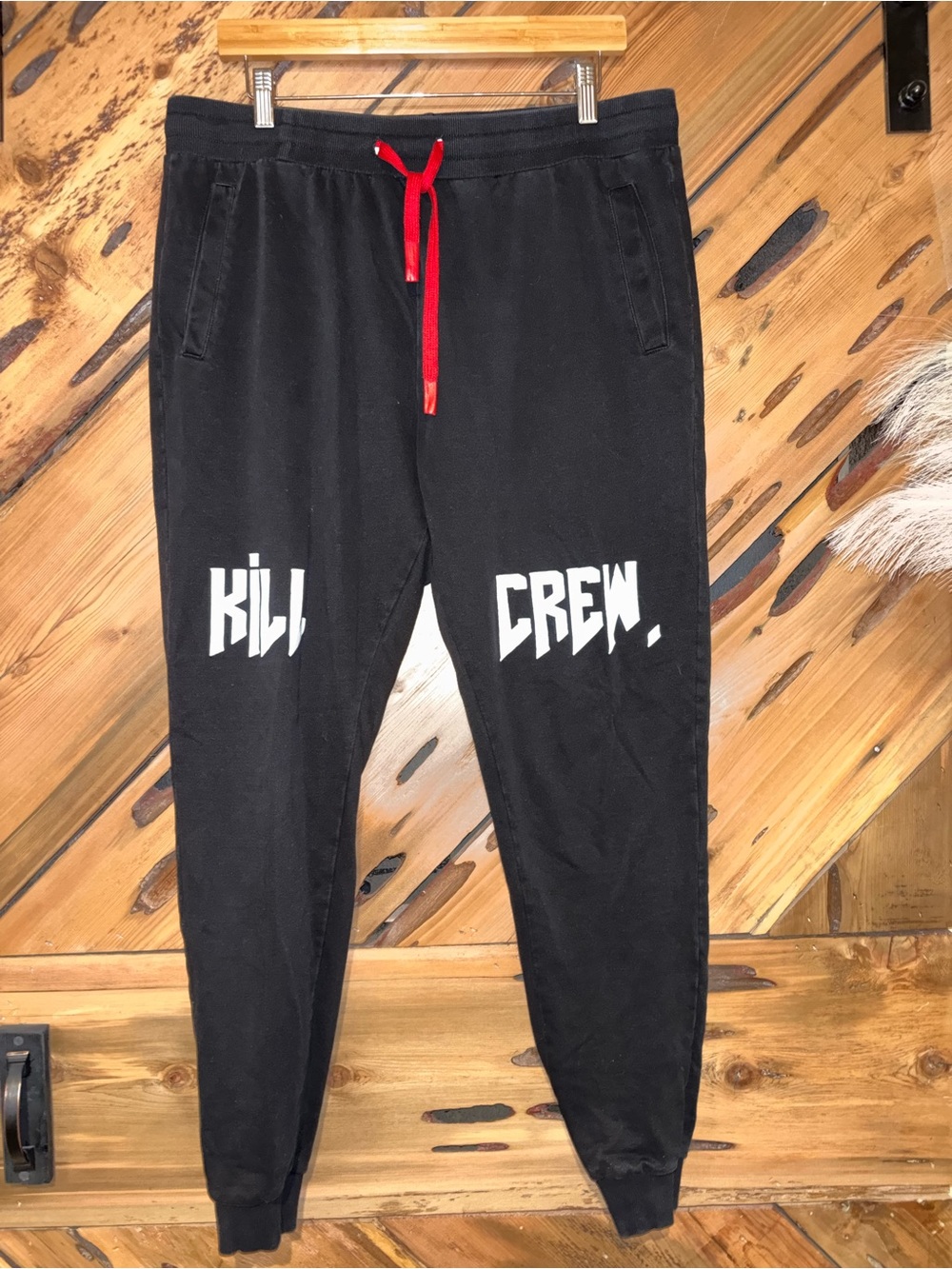 Kill Crew Black Joggers with Red Drawstring and White Graphic